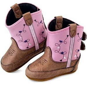 Old West Infant Poppet Western Booties - Pink/Brown