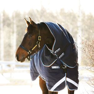 New Rambo Duo Turnout Blanket- Navy/Baby Blue/Brown