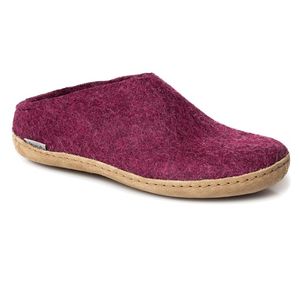 Glerups Unisex Slip-On with Leather Sole - Cranberry
