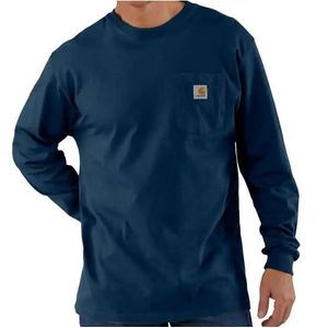 Carhartt Men's Heavy Long Sleeve Pocket T Shirt - Navy