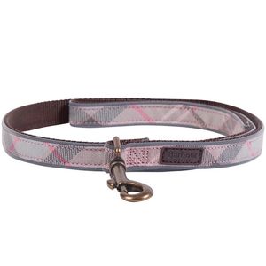 Barbour Reflective Tartan Dog Lead - Taupe/Pink Tartan