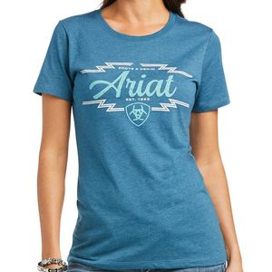 Ariat Women's Southwestern Short Sleeve T-Shirt - Steel Blue Heather
