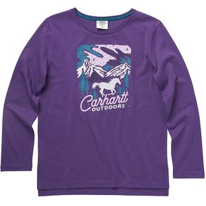 Carhartt Kids' Long Sleeve Knit Cotton Crew Neck Graphic T-Shirt - Medium Purple