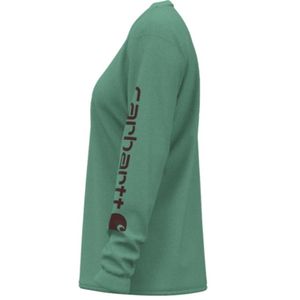Carhartt Women's Loose Fit Heavyweight Long Sleeve Graphic T-Shirt - Sea Green Heather