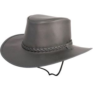 Head'N Men's Home Crusher Outback Leather Hat - Black