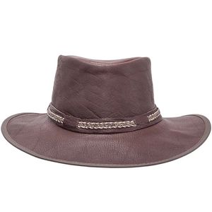 Head 'N Home Men's Bison Buffalo Leather Packable Hat - Brown