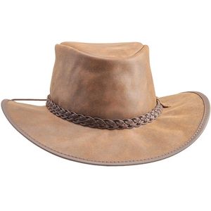 Head 'N Home Men's Crusher Outback Leather Hat - Bomber Brown