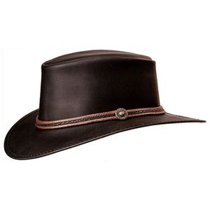 Head'N Home Unisex Midnight Rider Leather Hat - Black
