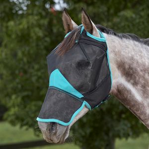 Weatherbeeta ComFiTec Deluxe Fine Mesh Mask w/Nose - Black/Turquoise