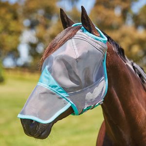 Weatherbeeta ComFiTec Deluxe Fine Mesh Mask w/Nose - Grey/Turquoise