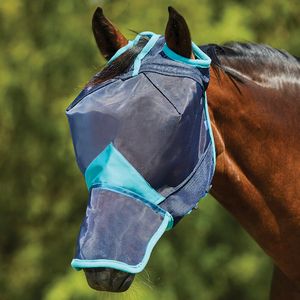 Weatherbeeta ComFiTec Deluxe Fine Mesh Mask w/Nose - Navy/Turquoise