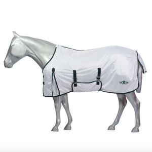 Saxon Standard Neck Mesh Fly Sheet with Gussets and Belly Wrap - White/Hunter