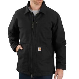 Carhartt Men's Washed Duck Loose Fit Sherpa Lined Coat - Black