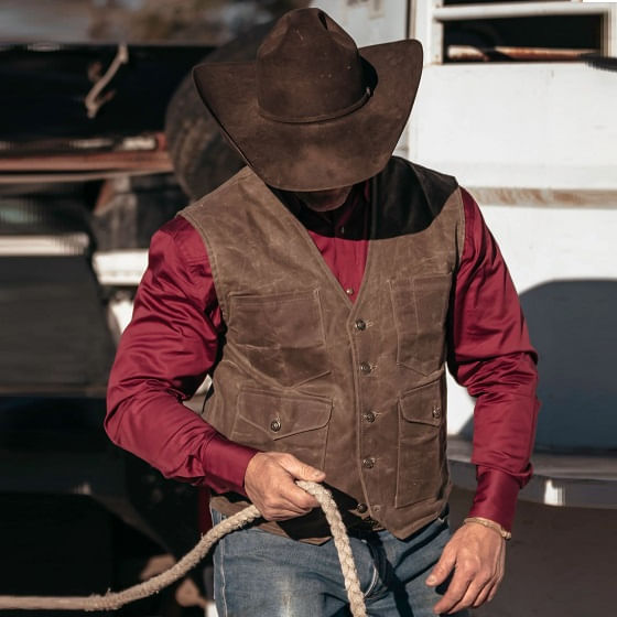 Schaefer Vest Blanket cheapest Lined Western Mesquite Vest Canvas Brown XL USA NWT