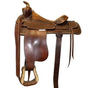 Used Western Saddle with Buck Stitching 15" Semi Q - Brown Con#942533