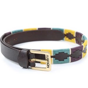 Shires Aubrion Drover Polo Belt - Yellow/Dark Green/Purple