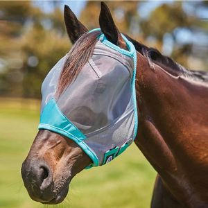 Weatherbeeta Comfitec Deluxe Fine Fly Mask - Grey/Turquoise