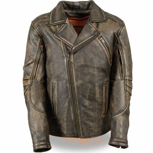 Milwaukee Leather Men's Triple Stitch Extra Long Beltless Biker Jacket - Distressed Brown