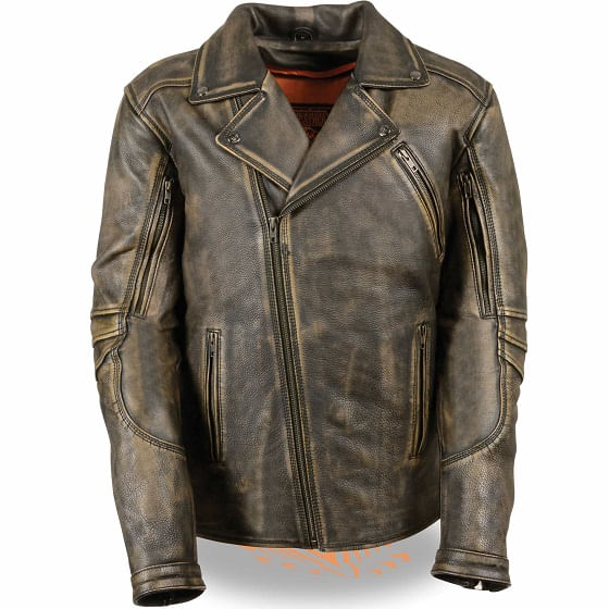 Distressed leather motorcycle jacket mens best sale