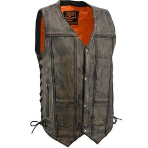 Milwaukee Leather Men's 10 Pocket Vest - Distressed Brown