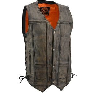 Milwaukee Leather Men's 10 Pocket Vest - Distressed Brown