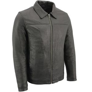 Milwaukee Leather Men's New Zealand Lambskin Zipper Front Jacket with Shirt Collar - Black