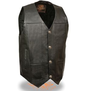 Milwaukee Leather Men's Plain Side Vest with Buffalo Snaps - Black