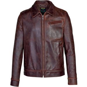 Schott 582 Men's Lightweight Unlined Cowhide Trucker Jacket - Brown