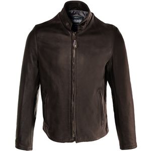 Schott 654VN Men's Vintaged Cowhide Café Racer Leather Jacket - Brown