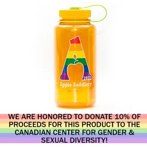 LGBTQIA+ Collection - Nalgene  32oz Wide Mouth Water Bottle with Apple Saddlery Logo - Clementine