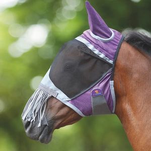 Shires Deluxe Fly Mask with Nose Fringe - Purple