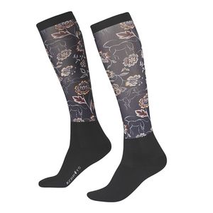 Kerrits Dual Zone Boot Socks - Black Winter Bloom