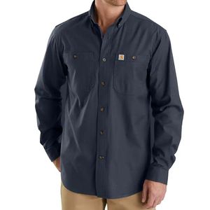 Carhartt Men's Rugged Flex Relaxed Fit Midweight Canvas Long-Sleeve Shirt - Navy