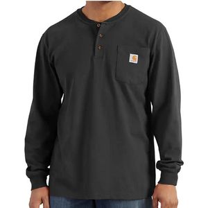 Carhartt Men's Loose Fit Heavyweight Long-Sleeve Pocket Henley T-Shirt - Black