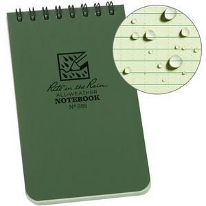 Rite In The Rain Top Spiral Notebook 3" x 5" - Green