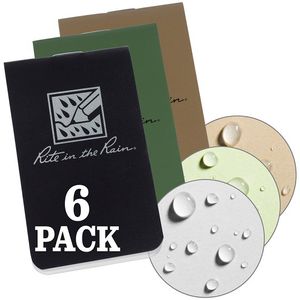 Rite In The Rain On The Go Notebooks (6 pack) - Black, Tan, Green