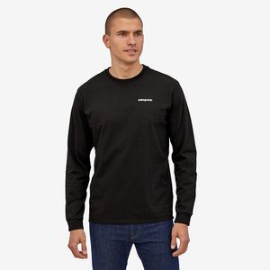 Patagonia Men's Long-Sleeved P-6 Logo Responsibili-Tee - Black