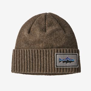 Patagonia Men's Brodeo Beanie - Fitz Roy Trout Patch - Ash Tan