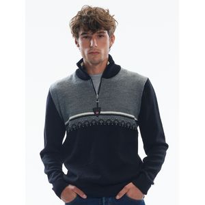 Dale of Norway Men's Lahti Knit Sweater - Black Smoke/Offwhite