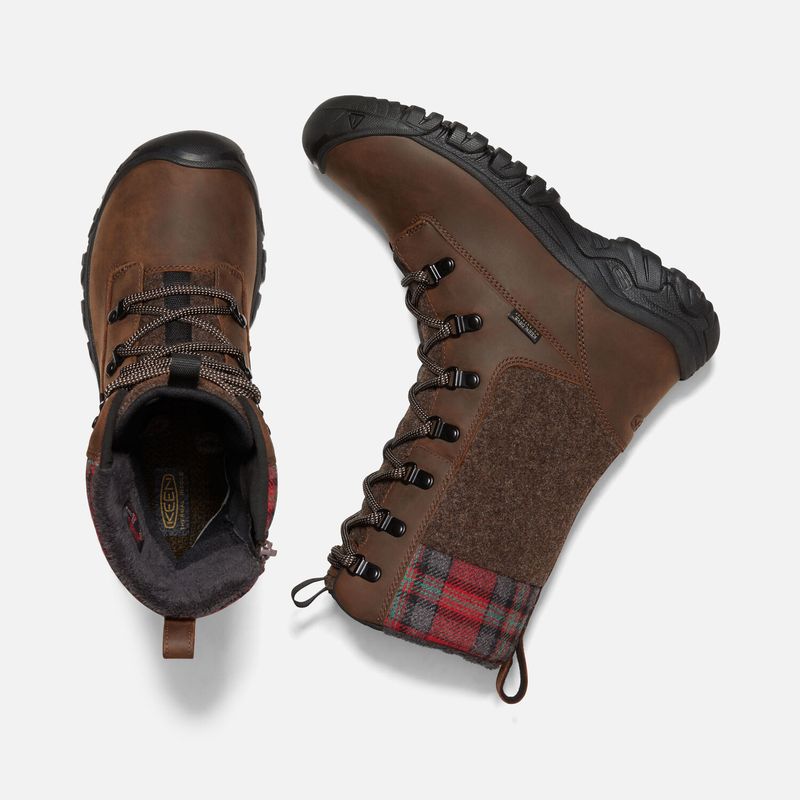 Keen Women's Greta Tall Waterproof Boot - Brown/Red Plaid