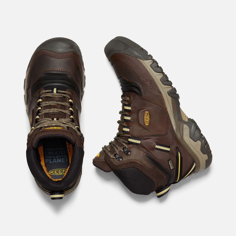 Keen-Men-s-Ridge-Flex-Waterproof-Boot---Coffee-Bean-Keen-Yellow