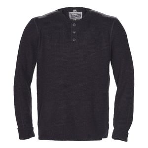 Schott SW1611 Button Henley Sweater - Black