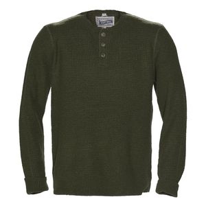 Schott SW1611 Button Henley Sweater - Moss