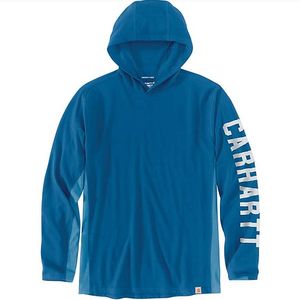 Carhartt Men's Force Relaxed Fit Midweight Long-Sleeve Logo Graphic Hooded T-Shirt - Marine Blue