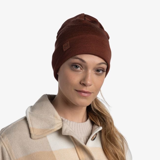 Buff-Unisex-Merino-Heavyweight-Beanie---Solid-Sienna