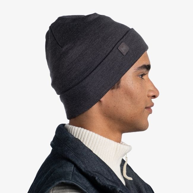 Merino Heavyw Beanie Solid-gry Grey