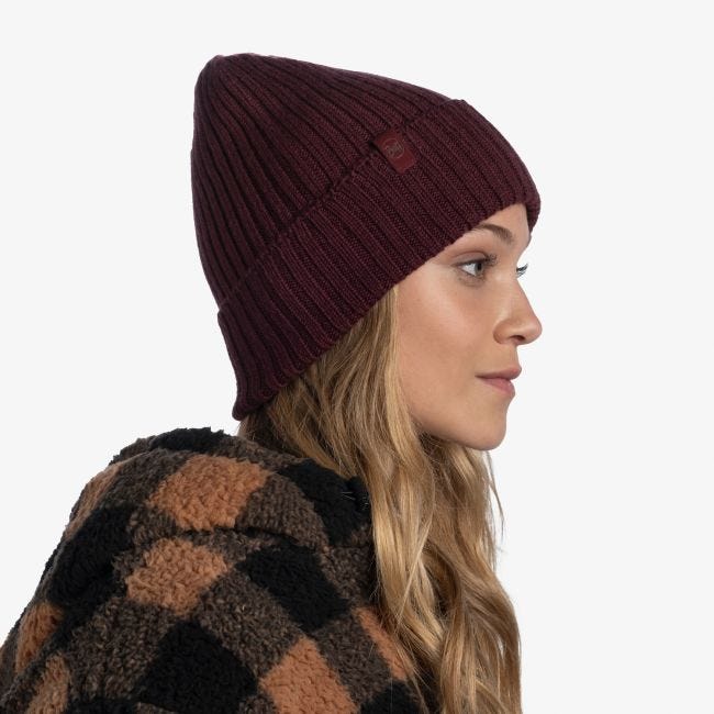 Buff-Unisex-Norval-Merino-Knit-Beanie---Maroon