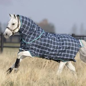 Rhino Plus Pony 200g Turnout - Navy Check/Teal