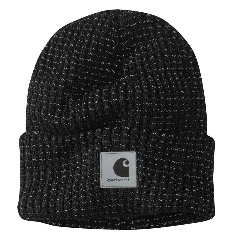 Carhartt-Knit-Beanie-W-Reflective-Patch---Black