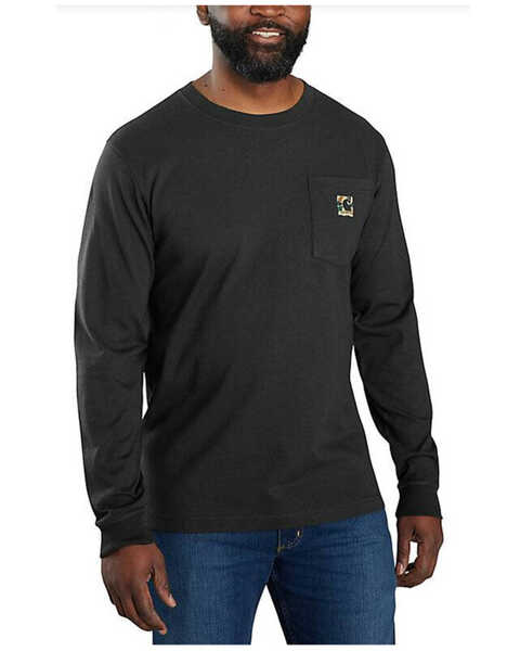 Carhartt Men's Long-Sleeve Loose Fit Heavyweight Pocket Camo Logo